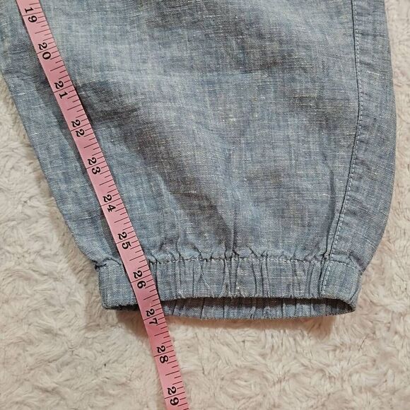 Athleta Size 18 Womens Retreat Linen Jogger Chambray Blue Drawstring Pull On - Picture 7 of 8
